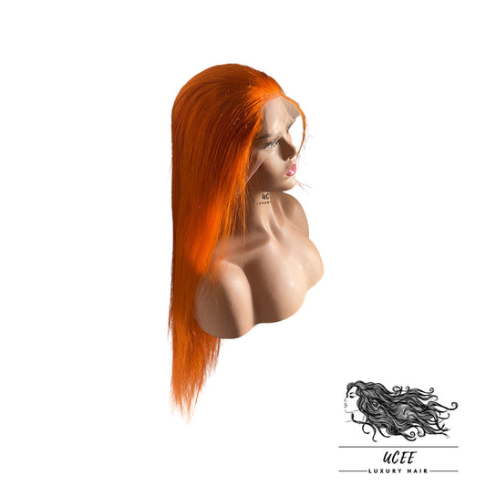 Ginger orange colored Brazilian straight hair wig