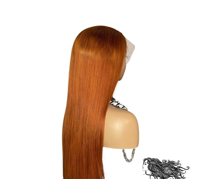 PRE PLUCKED 24 INCH GINGER STRAIGHT HAIR TRANSPARENT FRONTAL 13*4