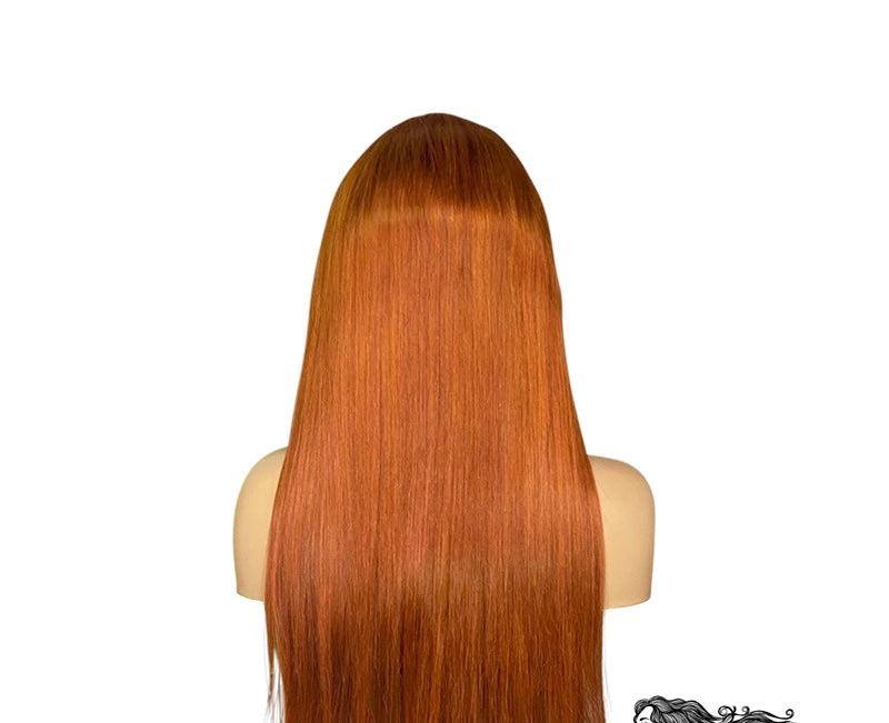 PRE PLUCKED 24 INCH GINGER STRAIGHT HAIR TRANSPARENT FRONTAL 13*4