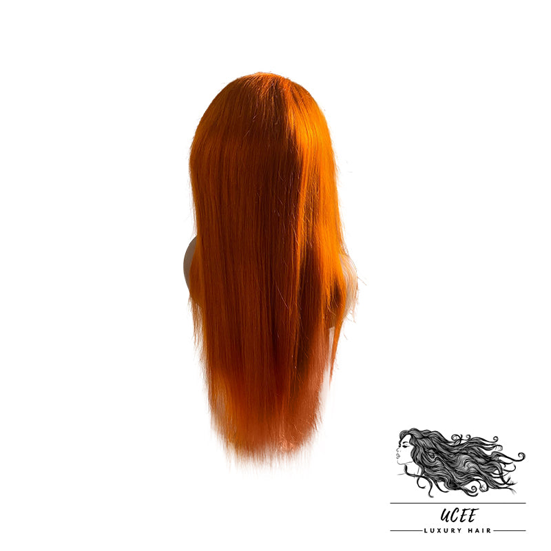 Ginger orange colored Brazilian straight hair wig