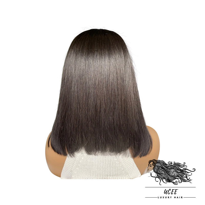 PRE PLUCKED ONE DONOR 12INCH STRAIGHT BOB HAIR WITH TRANSPARENT FRONTAL 13*4